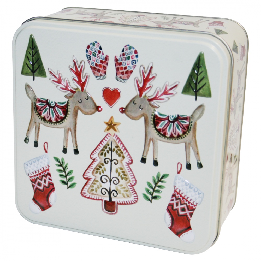 Assorted Biscuits Embossed Festive Reindeer Gift Tin - Grandmas Wild's 160g